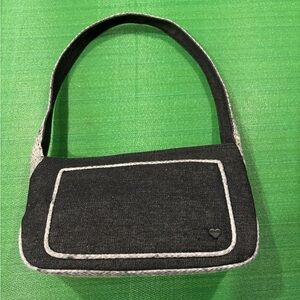 Fiorucci Navy Blue Denim snakeskin print shoulder bag Baguette Bag Y2K￼